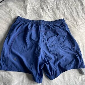Lululemon blue and purple lined Fast and Free 5” shorts #lululemon #shorts